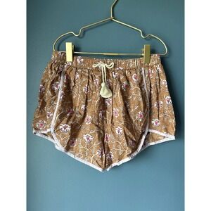 NEW Pink Chicken Girls Millie Short Goa Floral Brown Pink Tassel Shorts